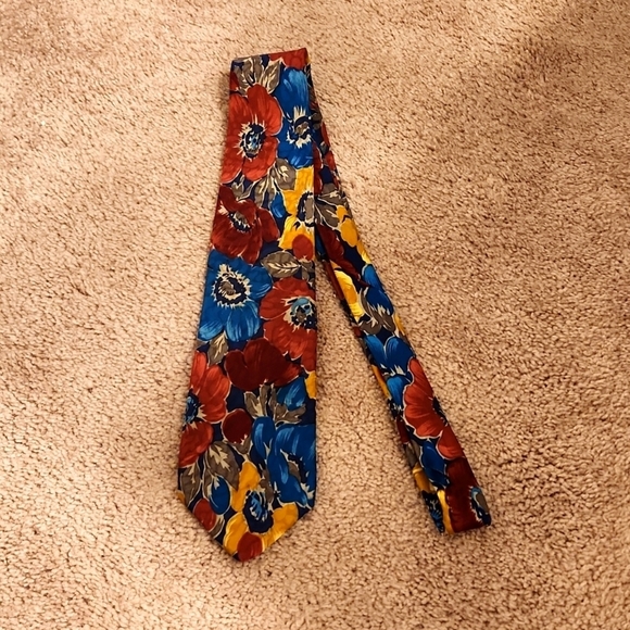 Vintage 90s Flower Tie - Picture 1 of 2